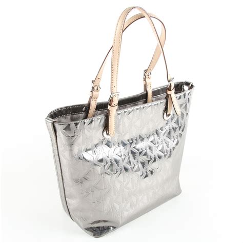 michael kors silver purse|Michael Kors silver metallic purse.